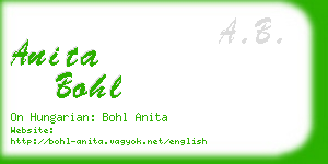 anita bohl business card